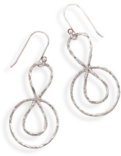 Hammered Abstract Design Earrings in Sterling Silver