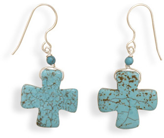 Magnesite Cross Earrings
