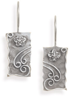 Rustic Sterling Silver Floral Earrings