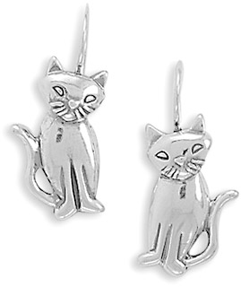 Sterling Silver Cat Earrings