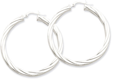 Sterling Silver Polished Twisted Hoop Earrings