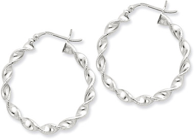 Sterling Silver Tiwsted Hoop Earrings - 1 1/4