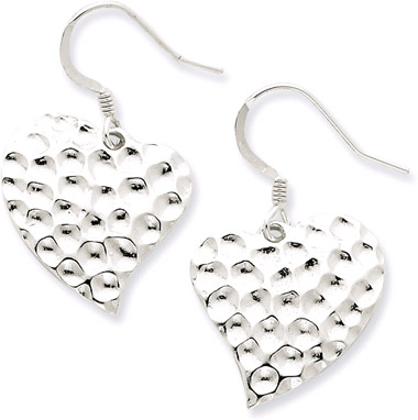 Hammered Sterling Silver Heart Earrings
