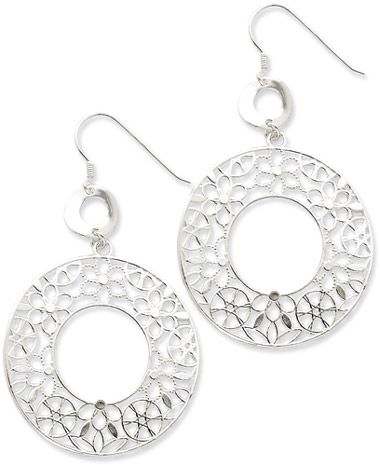 Sterling Silver Floral Design Earrings
