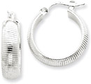 Sterling Silver Textured Hoop Earrings