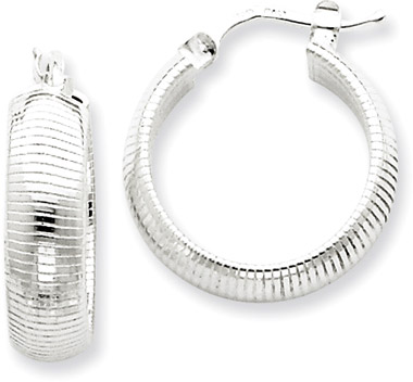 Sterling Silver Textured Hoop Earrings