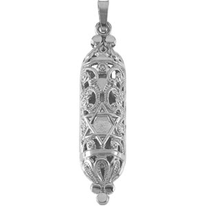 Sterling Silver Hollow Mezuzah Pendant