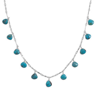 Sterling Silver and Faceted Turquoise Necklace