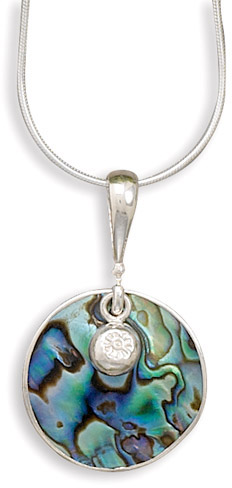 Paua Shell and Charm Necklace in Sterling Silver