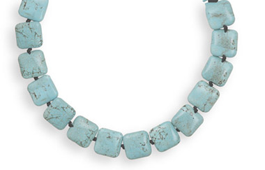 Square Turquoise Bead Necklace