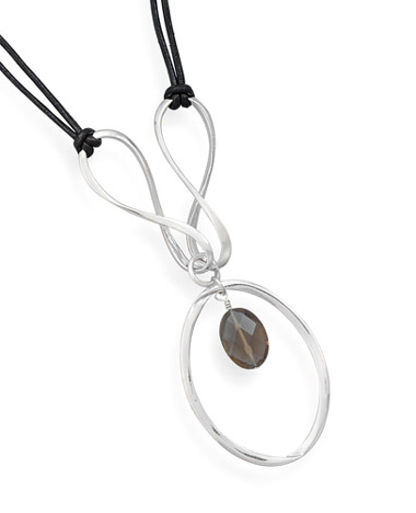 Sterling Silver and Faceted Smoky Quartz Necklace