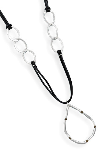 Sterling Silver Hammered Link with Smoky Quartz Necklace