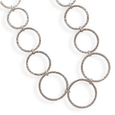 Graduated Hammered Ring Sterling Silver Necklace
