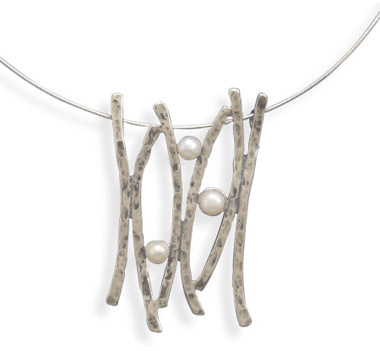 Sterling Silver and Cultured Freshwater Pearl Twig Design