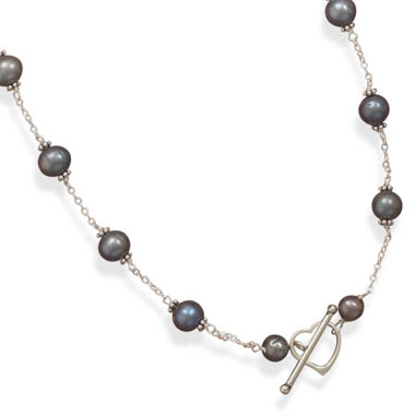 Peacock Cultured Freshwater Pearl Heart Toggle Necklace