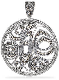 Round Sterling Silver Marcasite Pendant