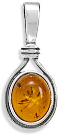 Antiqued Sterling Silver Amber Pendant