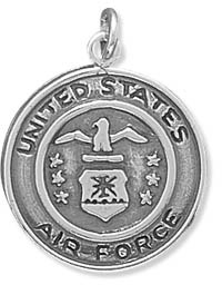 United States Air Force Medallion Charm in Sterling Silver