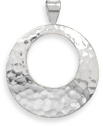 Hammered Circle Pendant in Sterling Silver