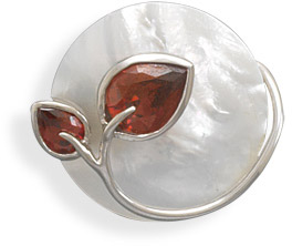 White Shell and CZ Slide Pendant