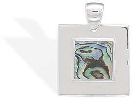Square Inlay Abalone Shell Sterling Silver Pendant