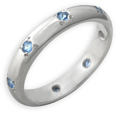 Sterling Silver Speckled Blue Topaz Band