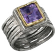 FINAL SALE - SIZE 5 - 14K Gold and Silver Ribbed Amethyst Ring