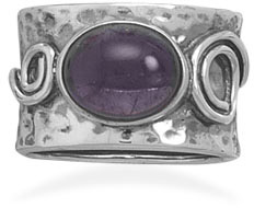 Rustic Amethyst Ring in Sterling Silver
