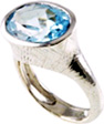 Handmade Textured Oval Blue Topaz Sterling Silver Ring