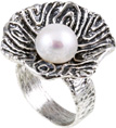 Flower Handcrafted Oxidized Sterling Silver Ring