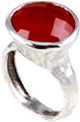 Hammered Carnelian Ring in Sterling Silver