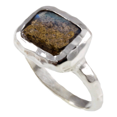 Rectangle Labradorite Sterling Silver Ring