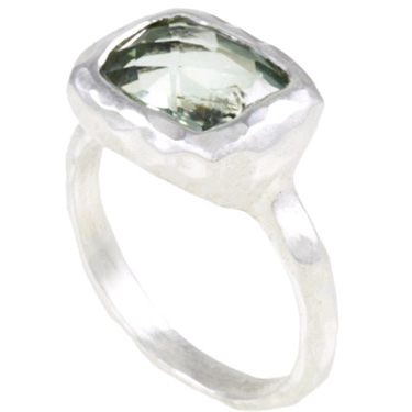 Simplify Handcrafted Green Amethyst Sterling Silver Ring