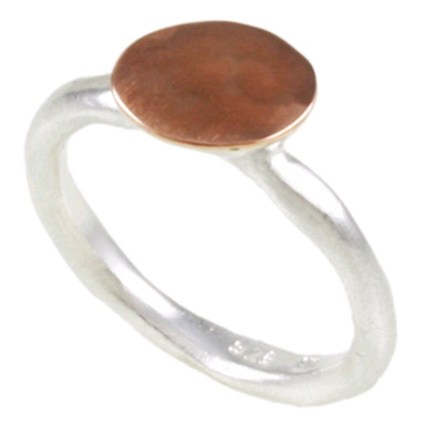 Delicately Hammered Silver and Rose Gold Ring
