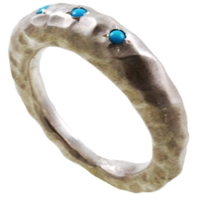 Turquoisee Organic Hammered Sterling Silver Band