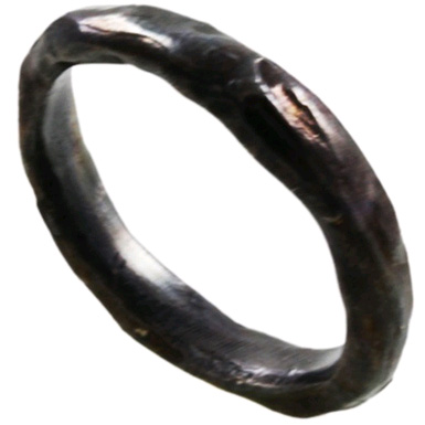 Oxidized Organic Sterling Silver Hammered Band - FINAL SALE - Size 7