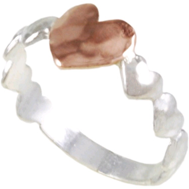 Love Is Present Sterling Silver and Rose Gold Heart Ring