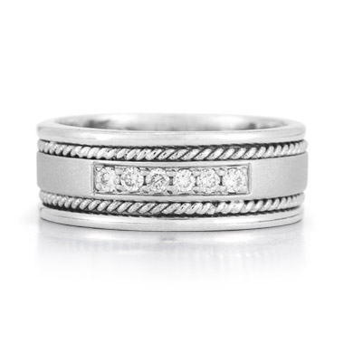 Sterling Silver and Diamond Wedding Band