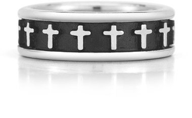 14K White Gold Cross Ring
