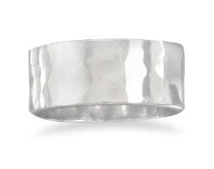 silver hammered bands and rings