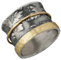 FINAL SALE - Size 8 1/2 - 14K Gold Rimmed Sterling Silver Floral Spinner Ring