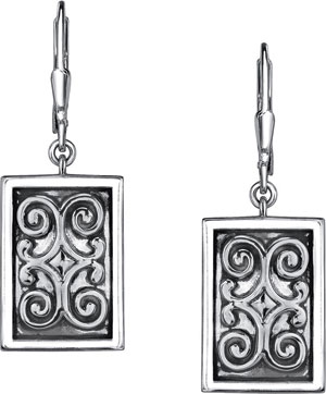 Starhaven Sterling Silver Filigree Rectangle Earrings