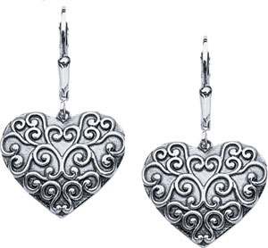 Starhaven Sterling Silver Filigree Heart Earrings