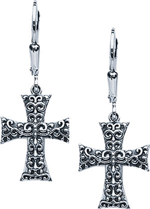 Starhaven Sterling Silver Gothic Cross Earrings