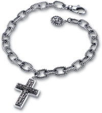 Starhaven Sterling Silver Adjustable Cross Charm Bracelet