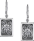 Starhaven Sterling Silver Filigree Rectangle Earrings