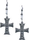 Starhaven Sterling Silver Gothic Cross Earrings