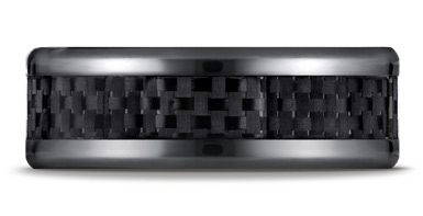 Black Titanium Carbon Fiber Inlay Wedding Band Ring