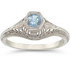 Vintage Filigree Gemstone Ring in 14K White Gold