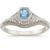 Vintage Filigree Gemstone Ring in 14K White Gold